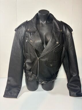 Vintage Cosa Nova Black Leather Biker Jacket XL | Oversized Double Rider Moto